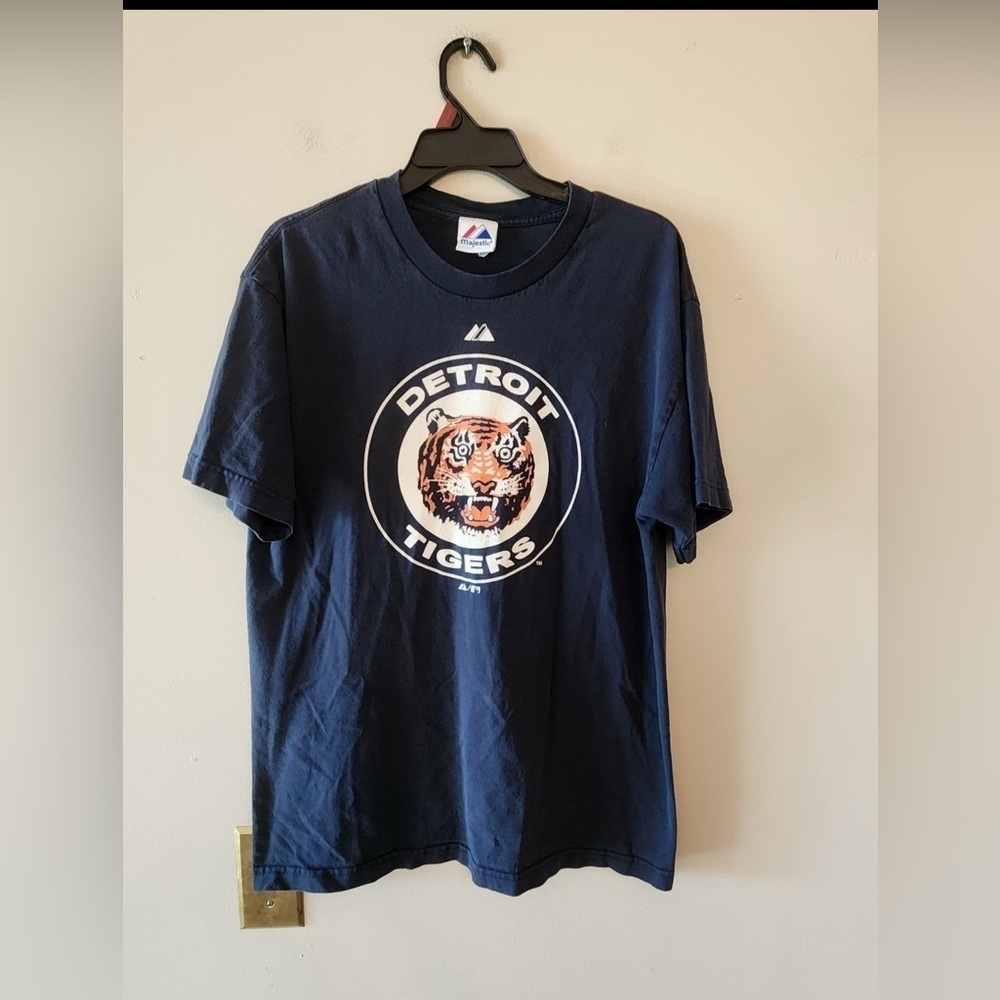 Vtg y2k Majestic Mens Large Faded Retro Logo Detroit Tigers Baseball T-Shirt